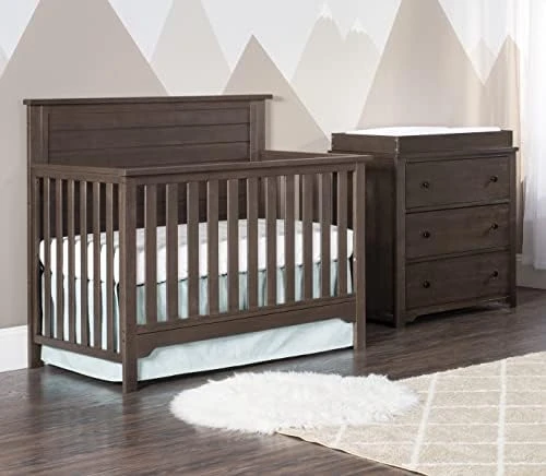 Forever Eclectic Farmhouse 3-Piece Nursery Set With 4-in-1 Convertible Crib, 3-Drawer Dresser, And Changing Table Topper By Child Craft (Brushed Truffle) - Image 7