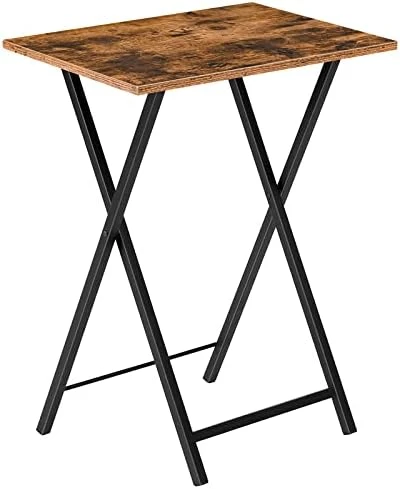 HOOBRO Folding TV Table, TV Tray, Stable Snack Table For Small Space, Portable Sofaside Table, Easy Assembly And Storage, Ideal For Snacks And Meals In Living Room, Rustic Brown And Black BF15BZ01 - Image 5