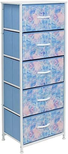 Sorbus Dresser Storage Tower, Organizer Drawers For Closet Boys & Girls Bedroom Bedside Furniture, Chest For Home, College Dorm, Steel Frame, Wood Top, Tie-dye Fabric Bins (4-Drawer, Blue/Pink/Purple) - Image 9