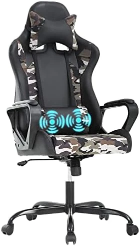 PC Gaming Chair Office Chair Racing Desk Chair With Lumbar Support Arms Headrest Massage High Back PU Leather Ergonomic Computer Chair Rolling Adjustable Swivel Chair For Women Men Adult, Camo - Image 14