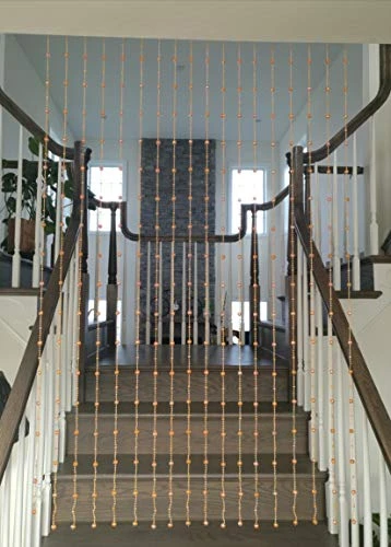 TJ Global Beautiful Home Decor Acrylic Beaded Curtain Door Screen Divider - Orange Iridescent Balls - Image 2