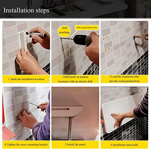 Space-saving Folding Floating Computer Table Folding Table Dining Table Space-saving Kitchen Balcony With Stand Stable Desk Study Desk Suitable For Study Kitchen , Living ( Color : White Maple , Size - Image 5