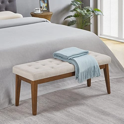 Ball & Cast Ottoman Benches, 41.5", Walnut & Taupe - Image 2