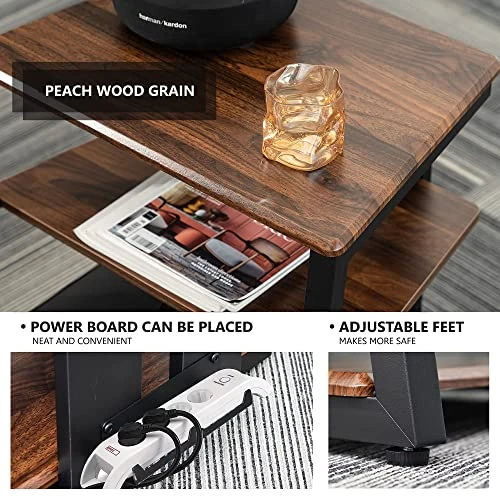 FITUEYES Design 4-Tier AV Media Stand Corner Shelf Stand Wooden Corner Shelves Component Cabinet Stereo Rack Audio Tower With Height Adjustable Wooden Shelves For/Apple Tv/Xbox One/ps4 (Walnut) - Image 4