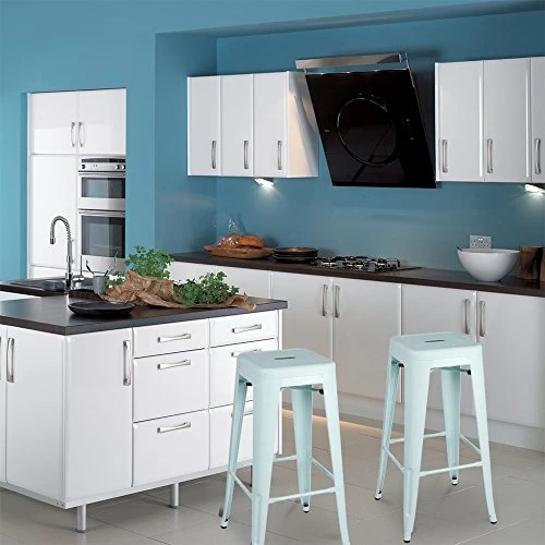 Furmax Indoor-Outdoor Counter Height Stackable Bar Stools Dream Blue, Set Of 4 - Image 2