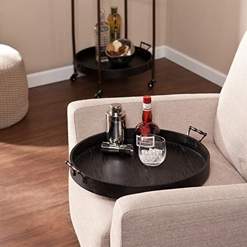 SEI Furniture Alfred Two-Tier Round Butler Table, Black - Image 3