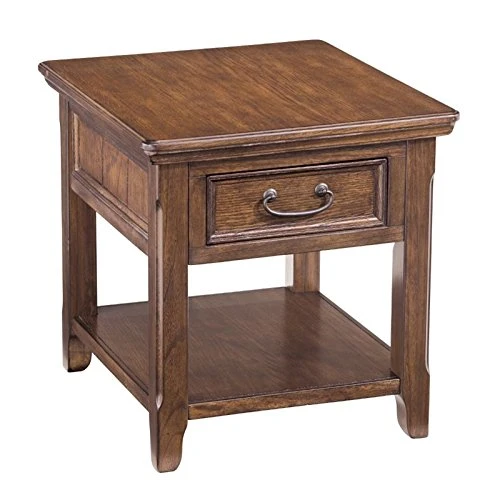 Signature Design By Ashley Woodboro Traditional Square End Table With Drawer, Dark Brown