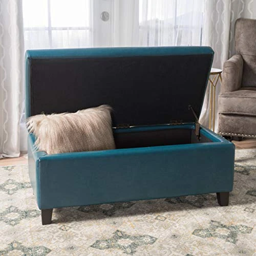 Christopher Knight Home Breanna Leather Storage Ottoman, Teal - Image 5