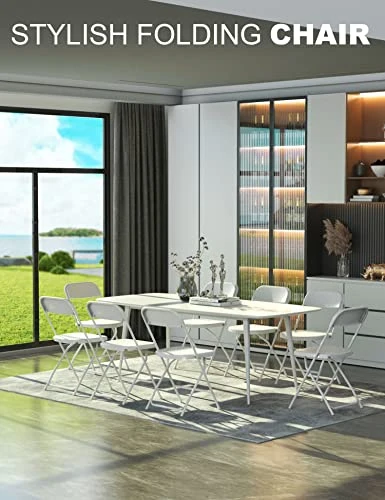 Nazhura Foldable Folding Chairs Plastic Outdoor/Indoor 650LB Weight Limit (White, 8 Pack) - Image 5