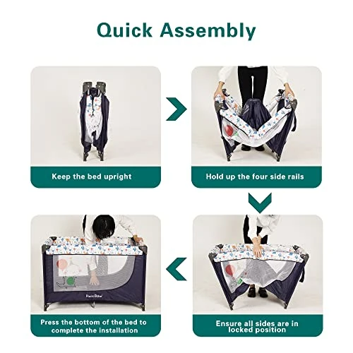 Pamo Babe Portable Crib Baby Playpen With Mattress And Carry Bag (Blue) - Image 5