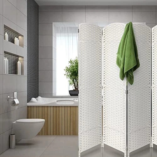 Sorbus Room Divider Privacy Screen, 6 Ft. Tall Extra Wide Foldable Panel Partition Wall Divider, Double Hinged Room Dividers And Folding Privacy Screens (White) - Image 3