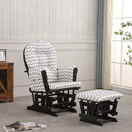 REJOICE HOME Atoll Glider With Ottoman, Black/Beige - Image 9