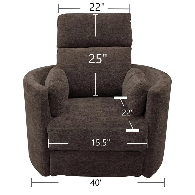 Home Square Polyester Swivel Glider Recliner In Brown - Set Of 2 - Image 3