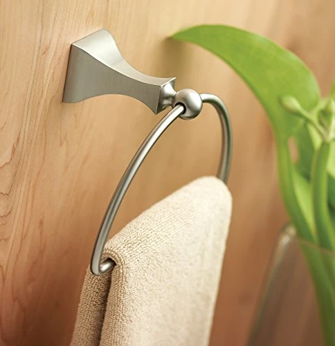 Moen DN8386BN Retreat Collection Bathroom Hand -Towel Ring With Hardware, Brushed Nickel, 7.64"L X 3.83"W X 4.96"H - Image 2