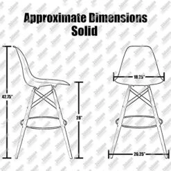 2xhome Set Of 2 Modern 28" Plastic Barstools With Wooden Dowel Legs, Contemporary Armless Counter Stools With Back And Footrest (Blue)