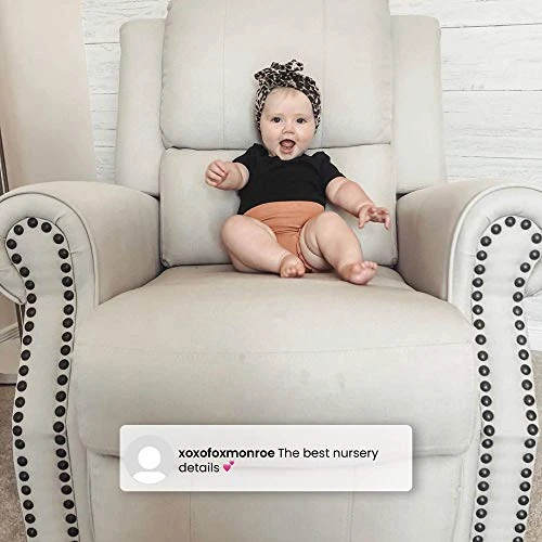 Delta Children Dylan Nursery Recliner Glider Swivel Chair, Flax - Image 4