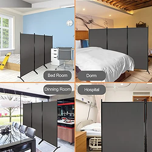 MAYOLIAH Partition Room Dividers 3 Panel Folding Privacy Screens 6 Ft Portable Office Walls Dividers For Room Separator 102"x20"x71", Grey - Image 4