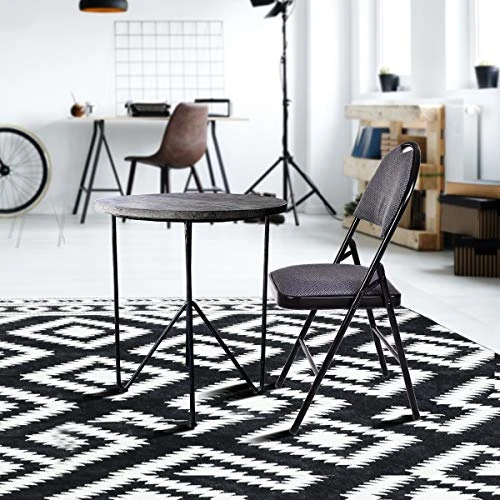 Nightcore Set Of 6 Folding Chairs, Upholstered Chair Set, Double Hinged Lounge Chair With Cushioned Seat, Armless Chairs, Portable Metal Chairs With Carrying Handle, Footrest And Non-Slip Feet (Black) - Image 2