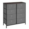 SONGMICS Dresser, Storage Unit With 8 Easy Pull Fabric Drawers, Dresser Drawer, Organizer Unit With Metal Frame, Wooden Tabletop, For Closet, Nursery, Dark Walnut And Gray ULTS24G