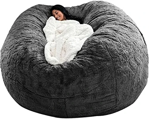 GQZGGXX Bean Bag Chair Cover, Durable Comfortable Chair PV Fur Bean Bag Sofas Faux Fur Sofa Living Room Sofa Bed Large Bean Bag Chairs For Adults (No Filler,Cover Only) 6ft Dark Grey - Image 13