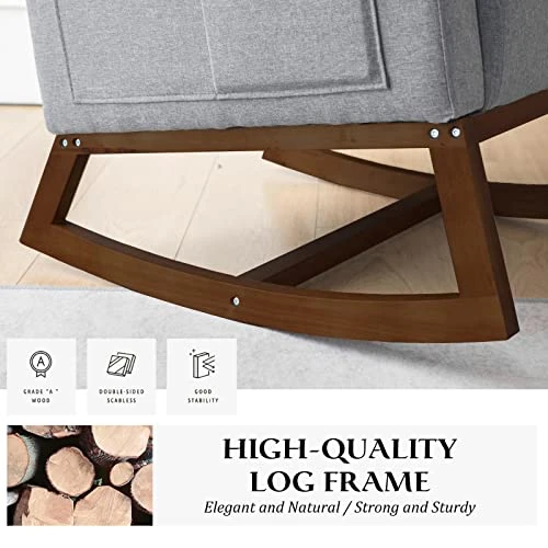 Paddie Rocking Chair Nursery Glider Rocker Chair Tall Back Upholstered Accent Armchair For Living Room Bedroom Office - Image 5