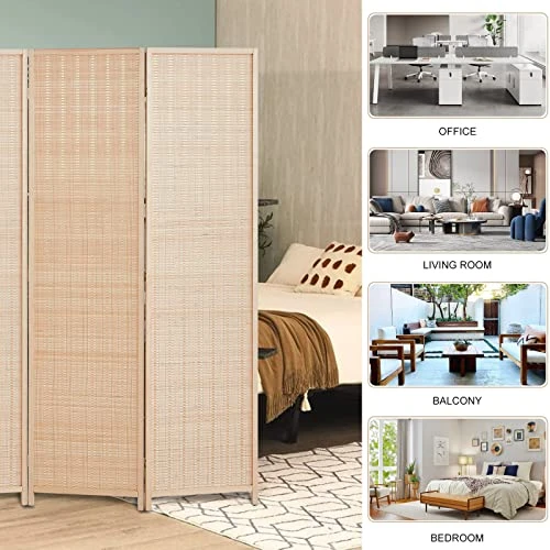 Room Divider Privacy Screen 16" Room Dividers And Folding Privacy Screens 6 Panel Room Divider Wall 5.6FT Tall Bamboo Room Divider Partitions/Separator - Image 5
