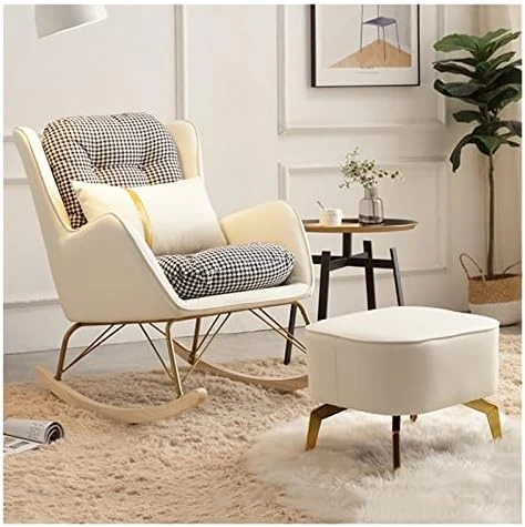 Nursery Rocking Chairs Glider Rocker Chair With Lumbar Pillow And Ottoman,Accent Glider Chair For Living Room,Modern Indoor Baby Nursing Glider Rocker Chair Comfy Nursing Armchair ( Color : White ) - Image 8