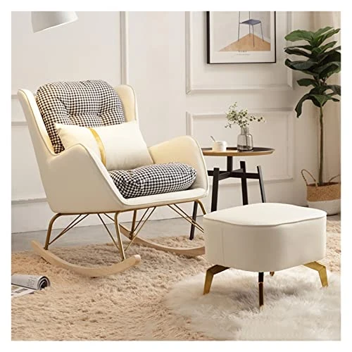 Nursery Rocking Chairs Glider Rocker Chair With Lumbar Pillow And Ottoman,Accent Glider Chair For Living Room,Modern Indoor Baby Nursing Glider Rocker Chair Comfy Nursing Armchair ( Color : White )