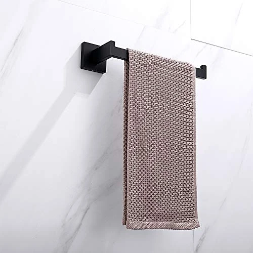 TASTOS Premium Stainless Steel Hand Towel Holder, Square Hand Towel Ring Heavy Duty Wall Mounted Modern Hand Towel Bar For Bathroom Kitchen, Matte Black - Image 3