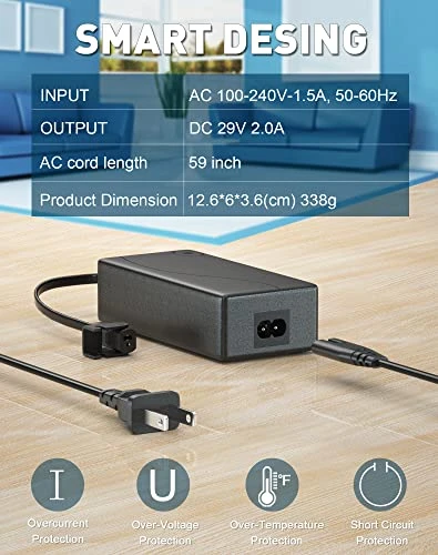 Power Recliner Power Supply, AC/DC Switching Power Supply Transformer 2-pin 29V/24V 2A Adapter With AC Power Cord For Lift Chair Or Power Recliner Limoss OKIN - Image 2