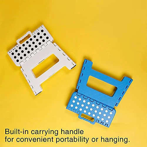 Folding Step Stool, 9 Inch Collapsible Stool Premium Heavy Duty Stepping Stool Portable Foldable Step Stools For Adults Kids, Kitchen Garden Bathroom RV, Small Stool, White - Image 3