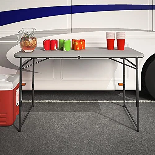 COSCO 4 Ft. Fold-in-Half Portable Utility Table, Gray, Indoor/Outdoor, For Crafting, Tailgating, & Camping - Image 3