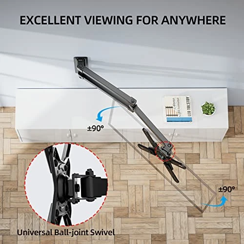 HOME VISION Full Motion TV Monitor Wall Mount Ball Joint 360°Rotation Swivel Articulating Tilt TV Mount Extension For Most 17-42 Inch LED LCD Flat Curved Screen TV, Max VESA 200x200mm Up To 33lbs - Image 2