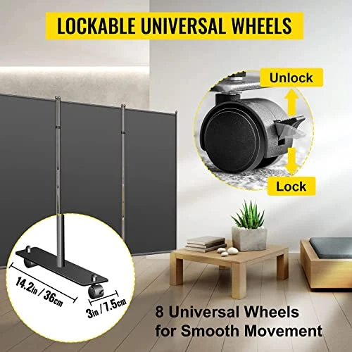 Jhanw 3 Panel Room Dividers 102" X71", Folding Room Partition On Wheels, Expandable Office Partition Waterproof And Shading, Black Privacy Screen For Patio, Office, Home, School, Hospital 1 Pack - Image 3