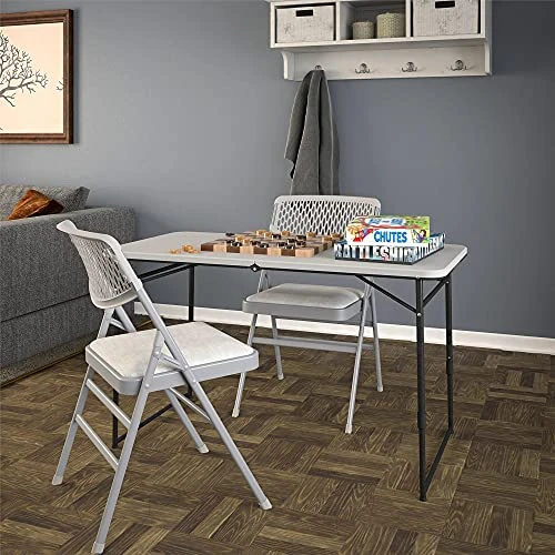 COSCO 4 Ft. Fold-in-Half Portable Utility Table, Gray, Indoor/Outdoor, For Crafting, Tailgating, & Camping - Image 4