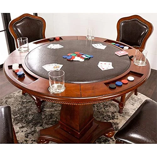 Bowery Hill 42" Round Wood Dining/Chess/Poker Table In Brown Cherry - Image 2