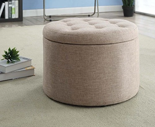 Convenience Concepts Designs4Comfort Round Shoe Ottoman, Tan Fabric - Image 5