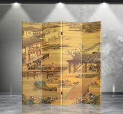 Asian Home Double Sided Canvas Screen Room Divider - Chinese Garden
