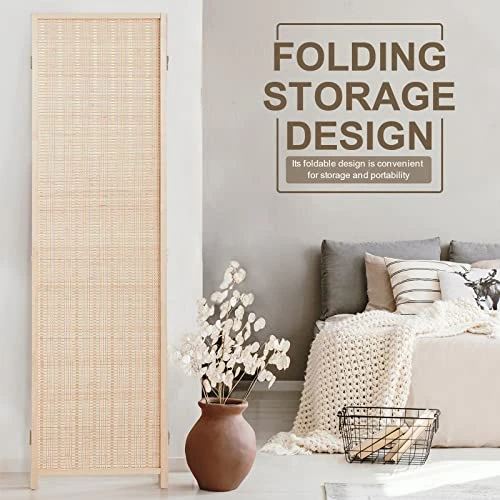 Room Divider Privacy Screen 16" Room Dividers And Folding Privacy Screens 6 Panel Room Divider Wall 5.6FT Tall Bamboo Room Divider Partitions/Separator - Image 7