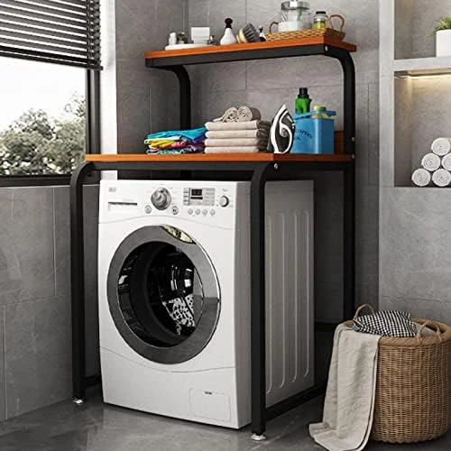 Bathroom Storage Shelves,Washer Storage Frames Floor Standing Punch Free Suitable For Over Toilet High Temperature Steel Balcony Washinghine Shelf Roller Bracket/Black/a - Image 7