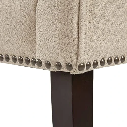 Madison Park Welburn Upholstered Tufted Entryway Accent Bench With Back, Nailhead Trim, And Padded Seat Mid-Century Modern Fabric Ottoman For Bedroom Furniture, 49.5" W X 19.25" D X 23" H, Tan - Image 4