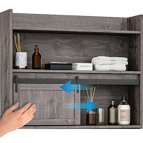 Furniouse Over The Toilet Storage Cabinet, 6-Tier Toilet Organizer Rack, Bathroom Shelf, And Cabinet With Sliding Barn Door For Restroom, Laundry - Image 5