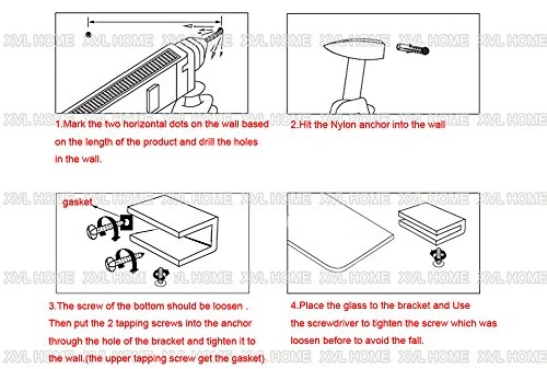 XVL 14-Inch Bathroom Glass Shelf, Chrome GS3004B - Image 2