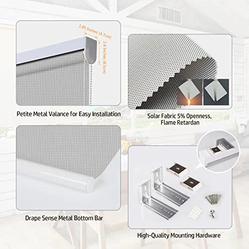 Window Blinds Roller Window Shades, Light Grey Roller Blinds For Windows, Light Filtering Flame Reterdant Waterproof Shades Transparent Sight Roller Shade - Image 2