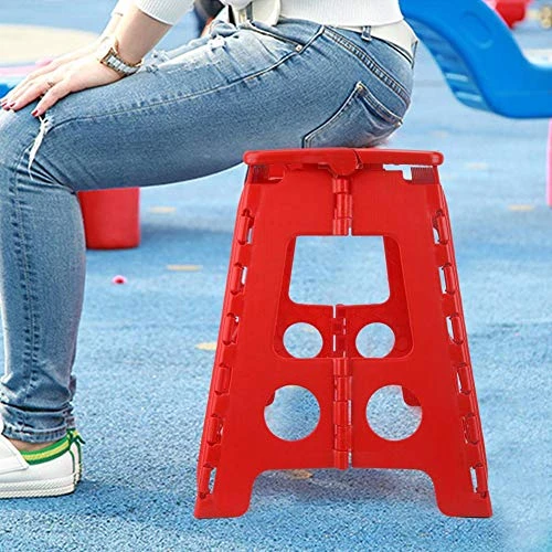 EVTSCAN 15.3” Folding Step Stool For Adults, Non-Slip Textured Grip Surface, Foldable Space Saving Design, Carrying Handle, Holds Up To 300 Pounds(Red) - Image 2