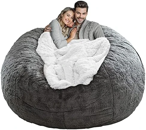 LapEasy Giant Bean Bag Chair Cover(Cover Only,No Filler),Oversized Round Soft Fluffy PV Velvet Washable Lazy Sofa Bean Bag Bed Cover For Adults, Living Room Bedroom Furniture Outside Cover(Black) - Image 7