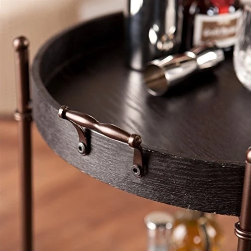 SEI Furniture Alfred Two-Tier Round Butler Table, Black - Image 2