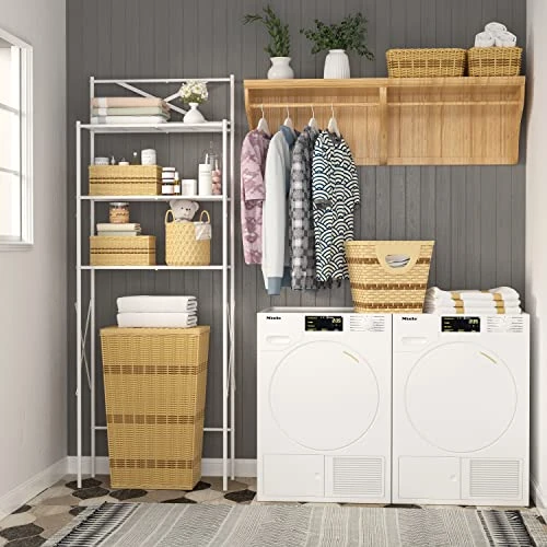 Tajsoon 3-Tier Over The Toilet Storage, Multifunctional Bathroom Organizer Over Toilet, Space Saver Bathroom Shelf Over Toilet, Stable Freestanding Toilet Rack With X Shape Fixed Frame, Metal, White - Image 2