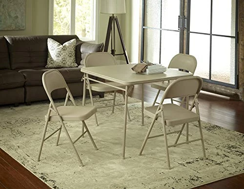 CoscoProducts 14696ANT1E Vinyl Top Folding Table, 1-Pack, Antique Linen - Image 2