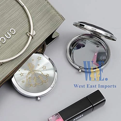 WE Mis Quince Años (12 PCS) Sweet 15, Sweet Sixteen, Quinceañera, Mis 15 Años Compact Mirror (Silver)
